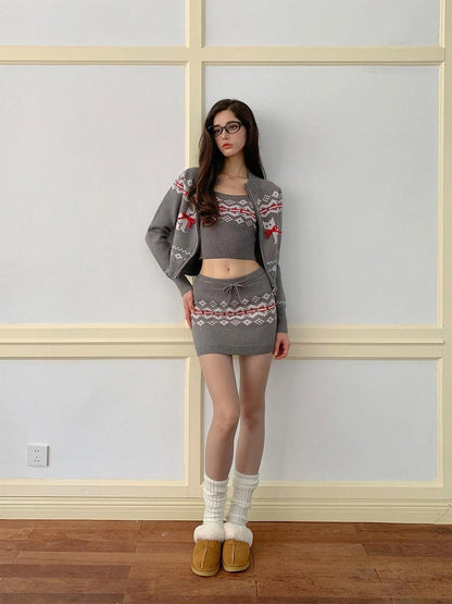 YZZI HE Vintage Fair Isle Collegiate Intellectual Women&