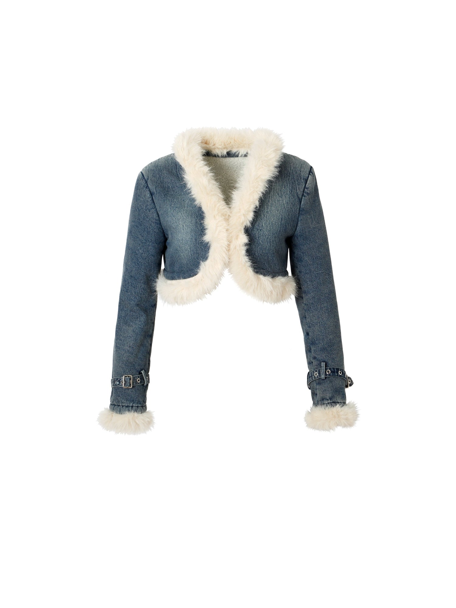 YZZI_HE_Vintage_Fur_Collar_Denim_Jacket_Puff_Dress_Women&