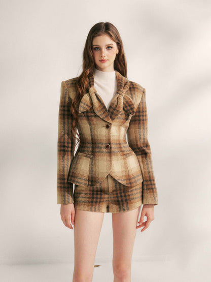 YZZI_HE_Vintage_Plaid_Structured_Shoulder_Cinched_Waist_Women&