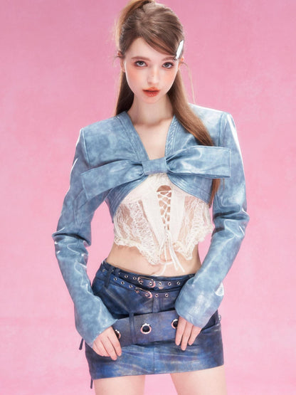 YZZI HE White Solid Lace Cropped Open Back Women&
