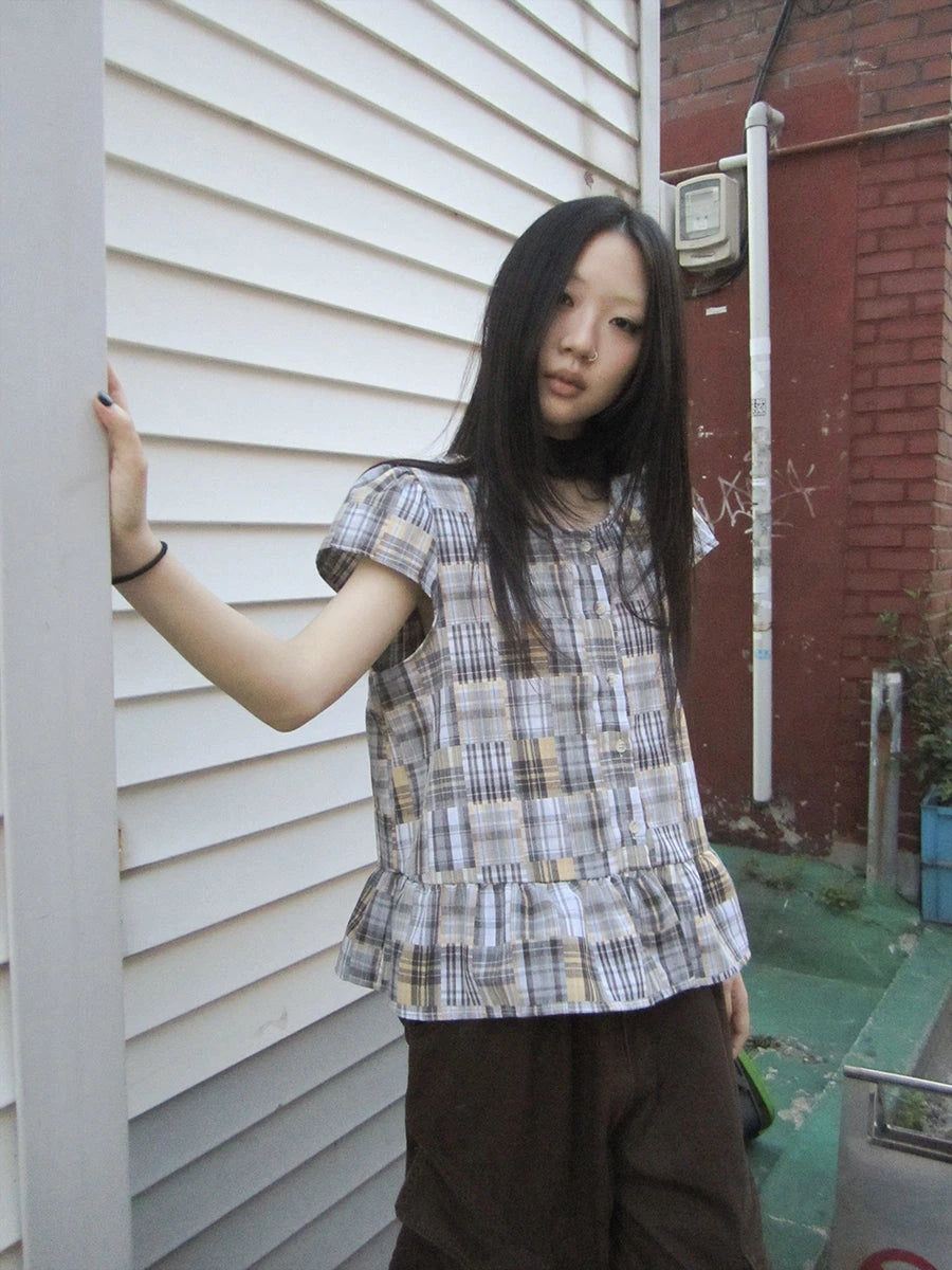 Vintage Checkered Patchwork Quarter Inch Socket Wrench Sleeve Top