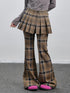 Achihara Yellow Checkered Flare Pants 2025 Summer Autumn Casual Wide Leg Trousers