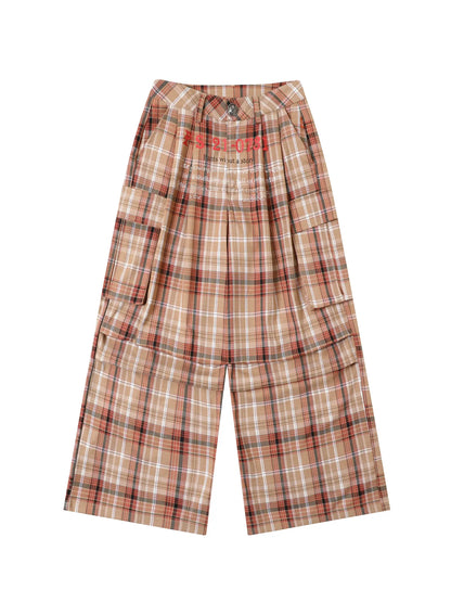 Unstoried Plaid Wide Leg Trousers
