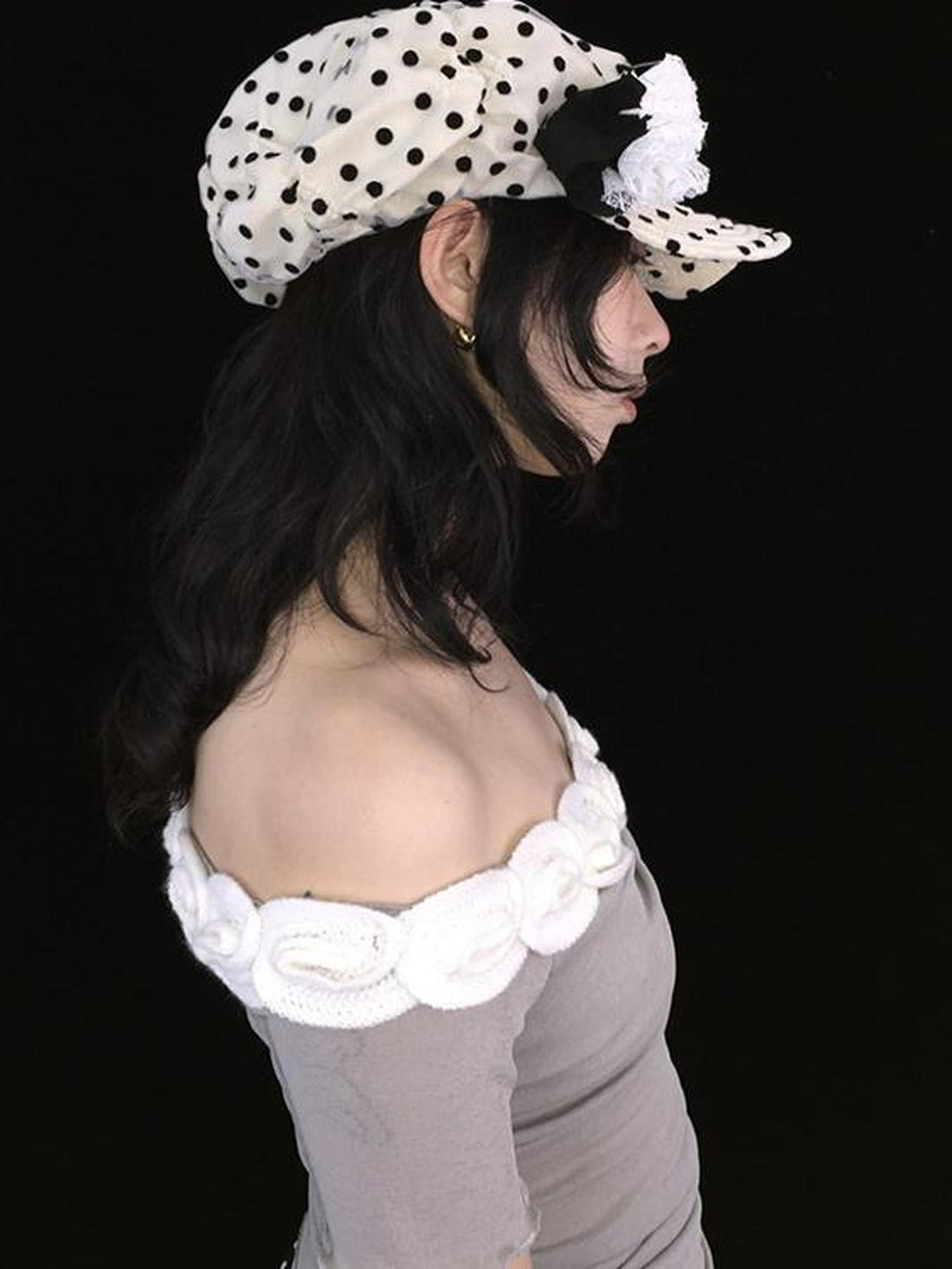 Ttsunami Yellow Polka Dot Floral Bubble Cute Beret Hat