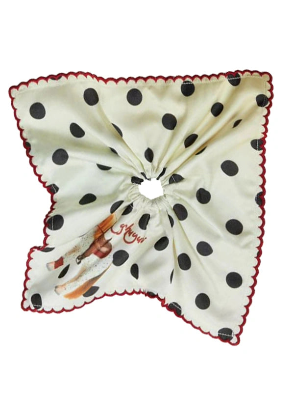 Vintage Polka Dot Pony Print Scarf Tie Hair Accessory