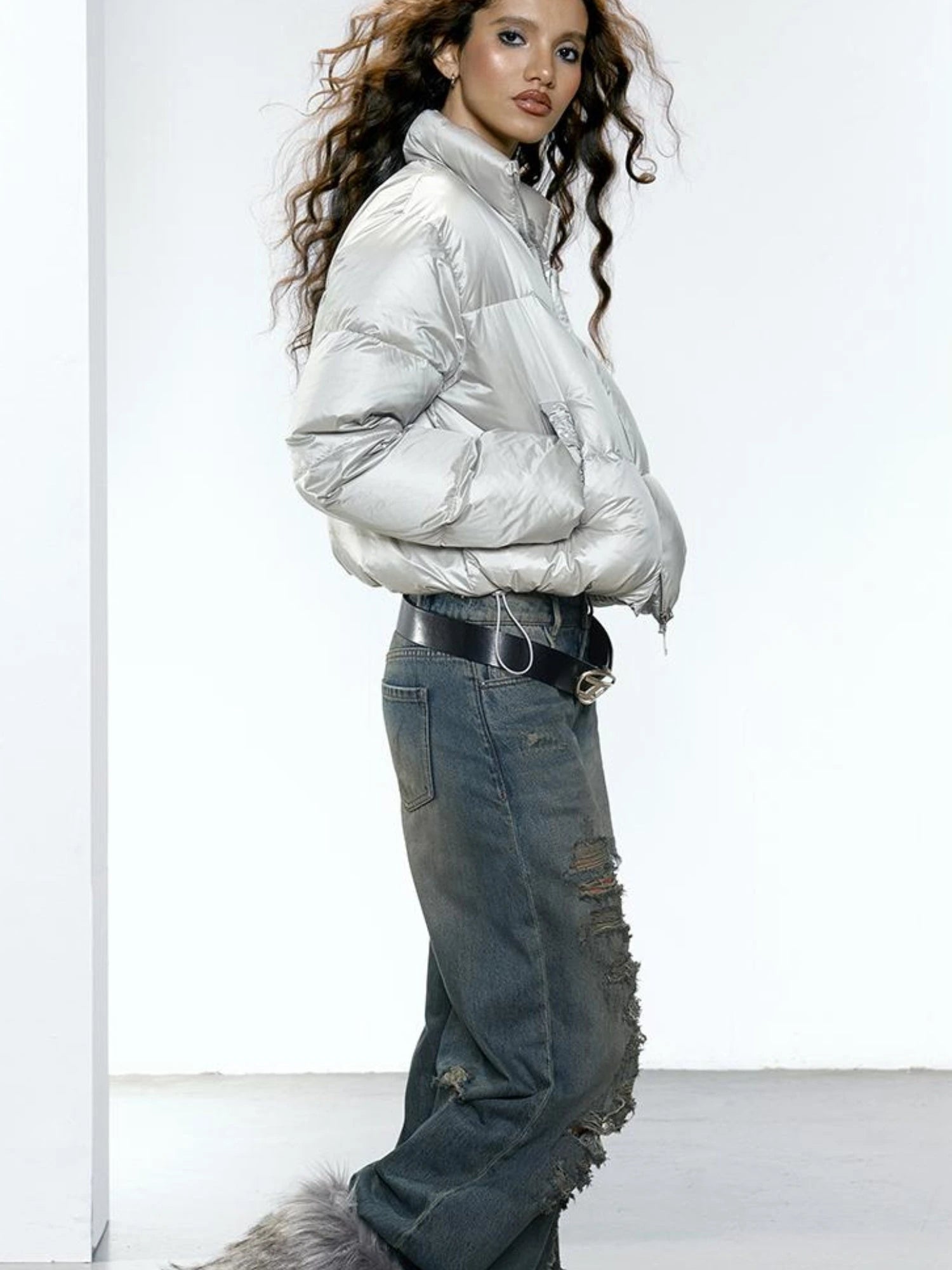 Zhou Ye Winter Pearl Down Jacket 90 White Duck Feather Coat