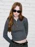 DIDDI MODA Zippered Turtleneck Knit Sweater Slim Fit High Collar Winter Layering Essential