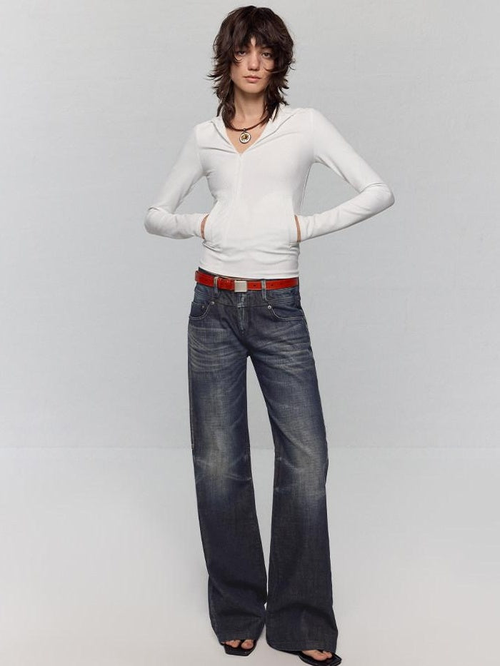 RUN TO THE FUTURE Moisture Wicking Vintage Commuter Slim Hooded White Women Long Sleeve T-Shirts