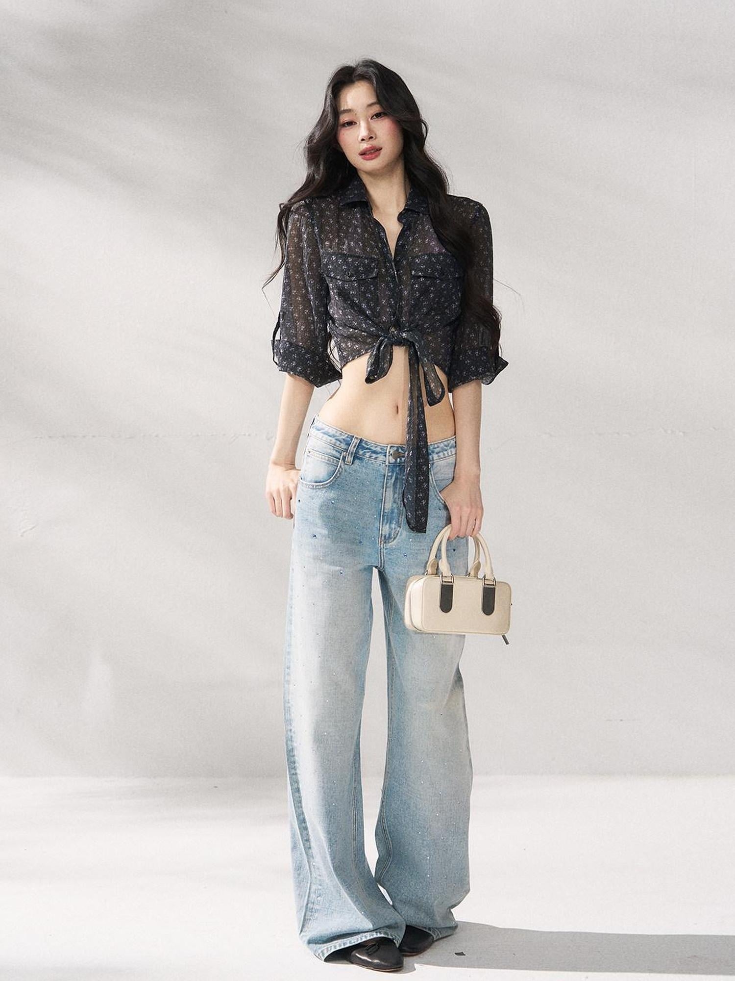 7Shiftin Structured Cotton Natural Waist Zipper Fly Women Blue Denim Straight Leg Jeans
