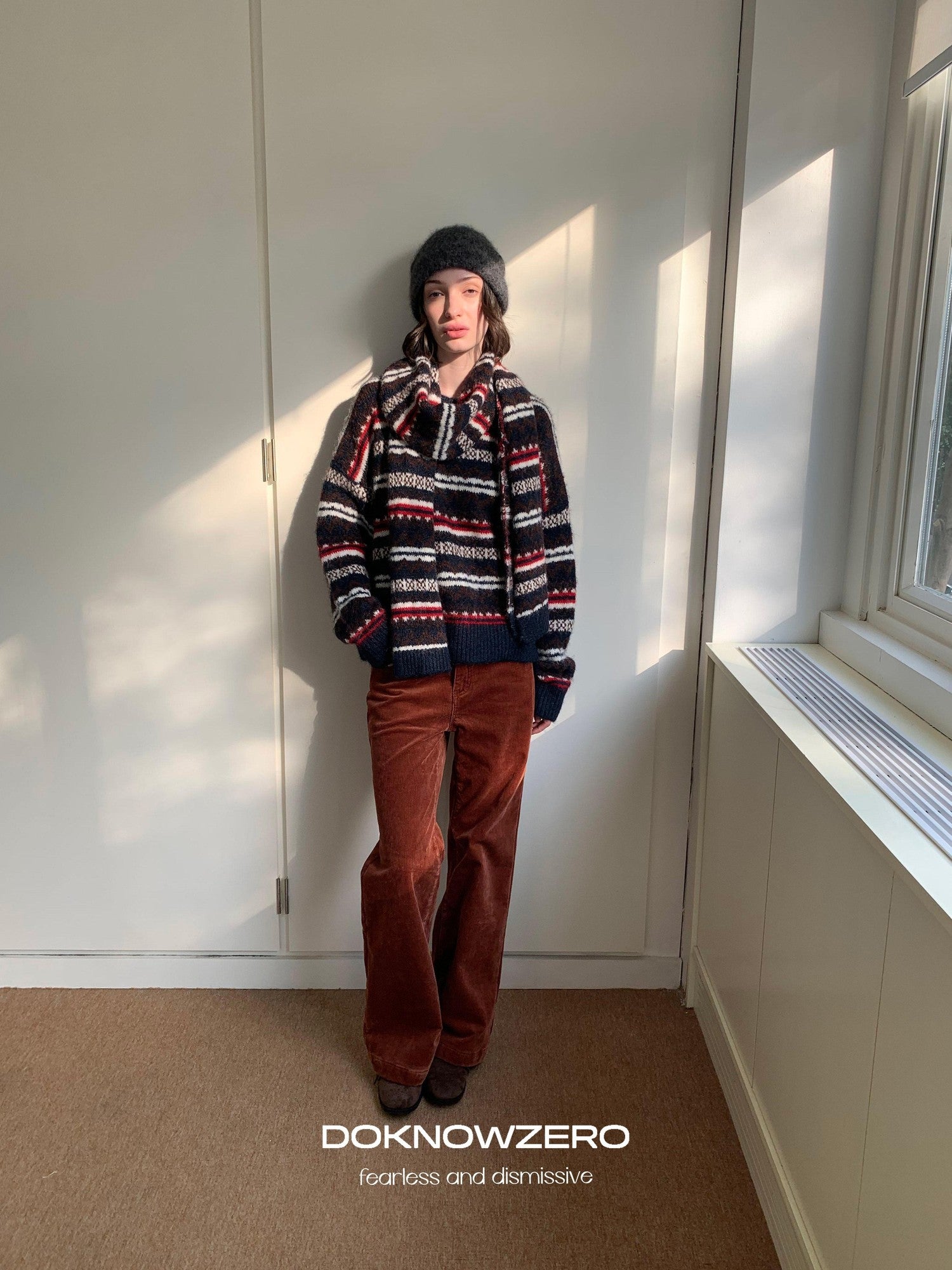 DKZ OFFICIAL Corduroy Orange Solid Pocket Button Women&