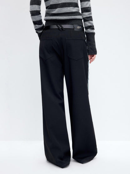 RUN TO THE FUTURE Washed Low Rise Wide Leg Loose Blue Black Denim Zipper Fly Straight Jeans