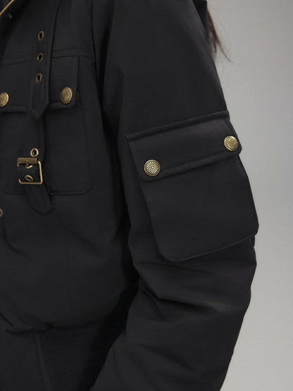 Low pixel 90 Percent White Duck Down Warm Casual Cinched Waist Women Everyday Down Jackets