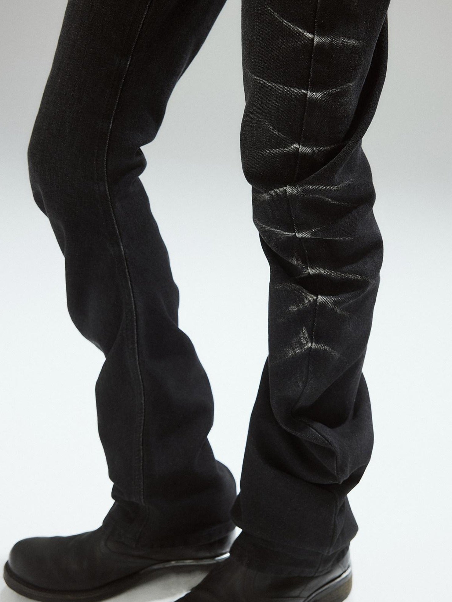 Low pixel Pleated Low Rise Black Micro Stretch Street Slim Everyday Straight Leg Jeans