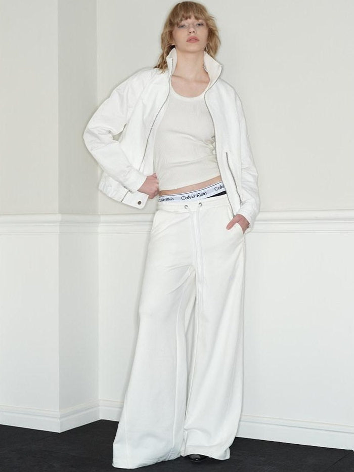 RUN TO THE FUTURE 100 Percent Cotton Original Low Waist Pocket Moonlight White Wide-Leg Pants