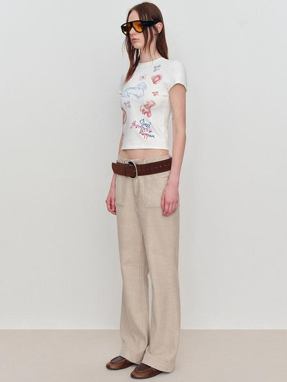 RUN TO THE FUTURE Soft Cotton Stretch Casual Slim Fit Animal Print Women Crop Tops