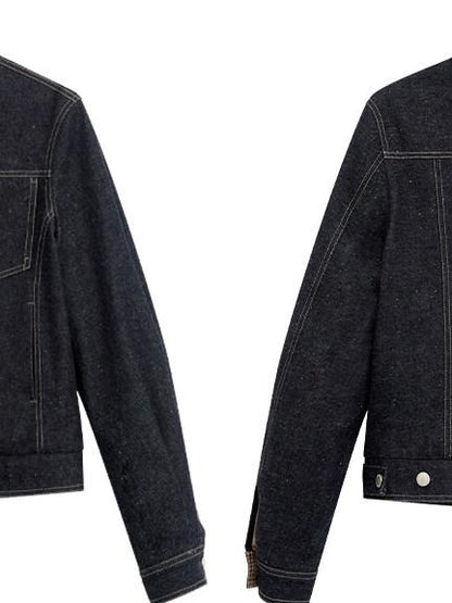 RUN TO THE FUTURE Indigo Relaxed Commuter Loose Fit Long Sleeve Solid Single Button Denim Jackets