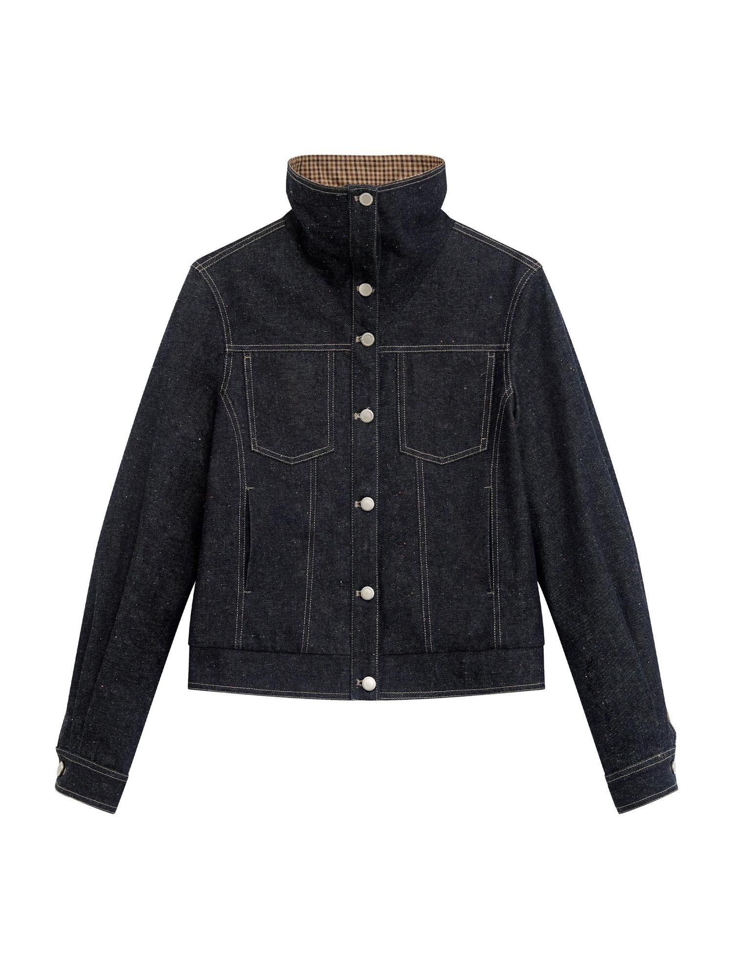 RUN TO THE FUTURE Indigo Relaxed Commuter Loose Fit Long Sleeve Solid Single Button Denim Jackets