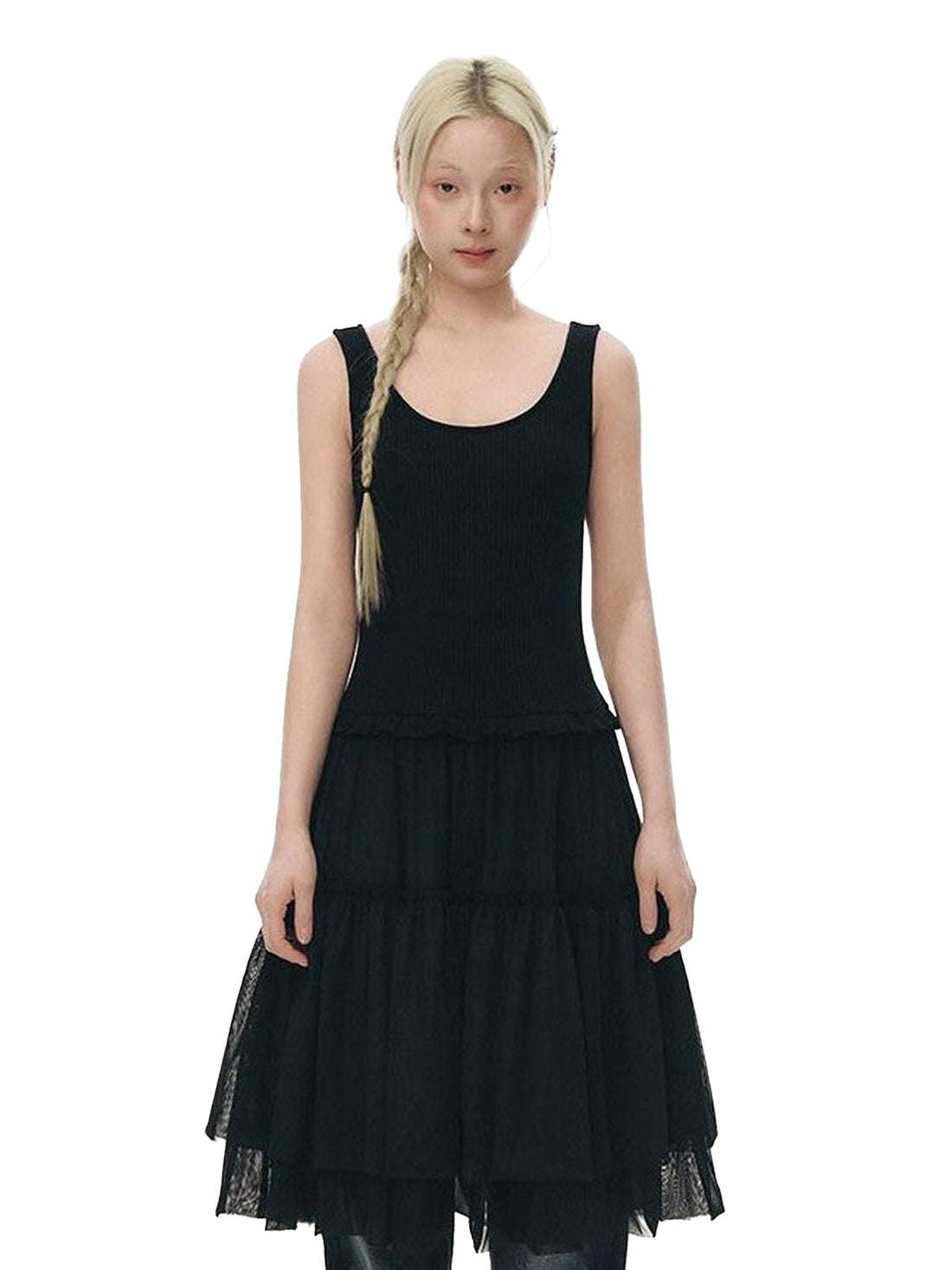 NAPSNAPS Tulle Spliced Knit Vest Women&