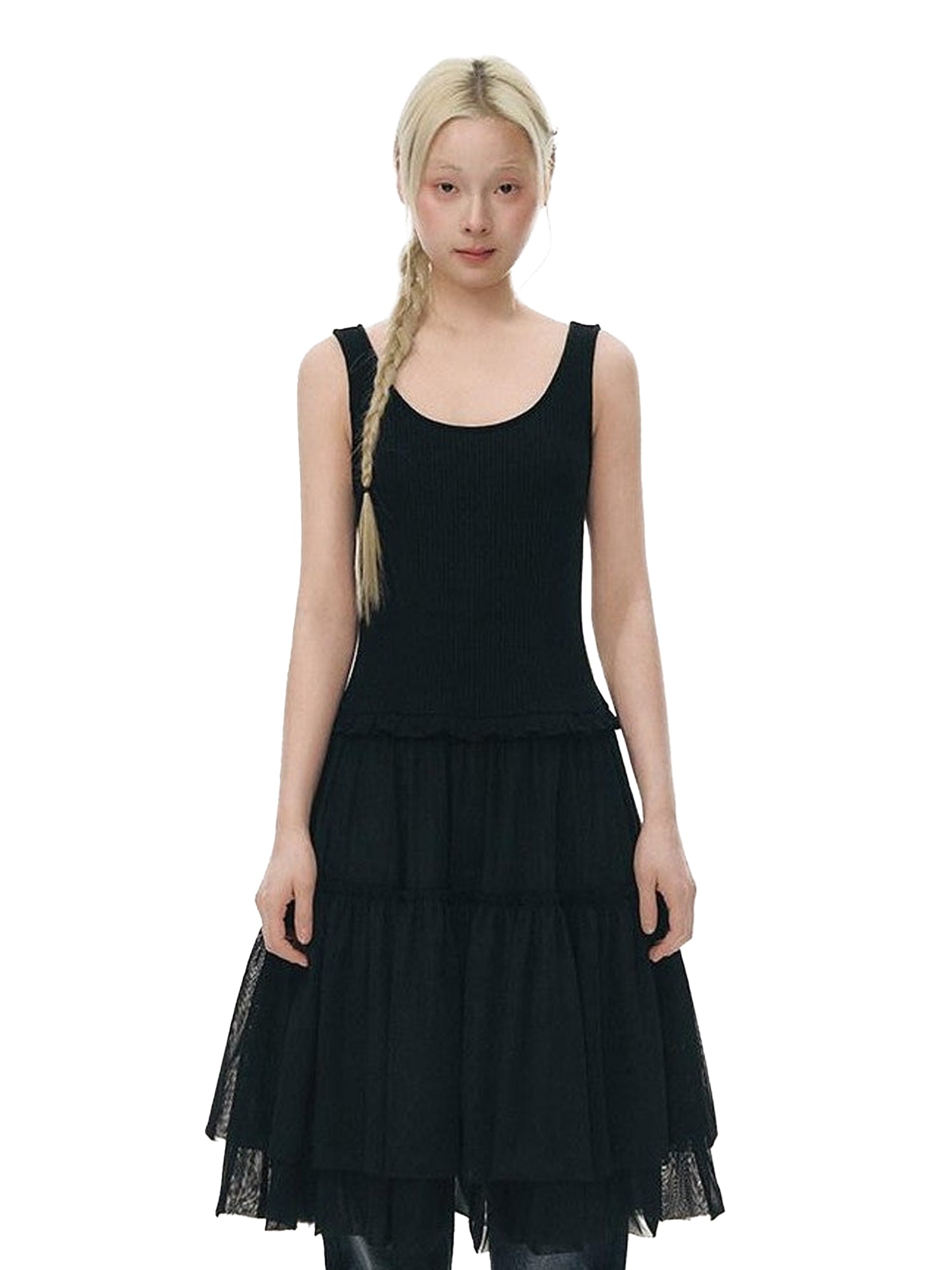 NAPSNAPS Tulle Spliced Knit Vest Women&