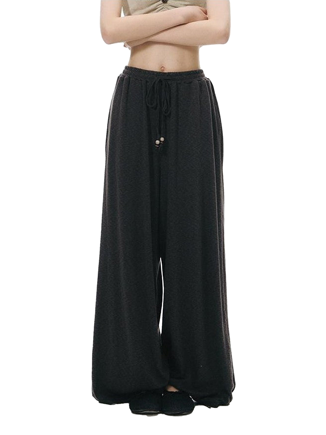 NAPSNAPS Gray Brown Relaxed Knit Drawstring Waist Women&