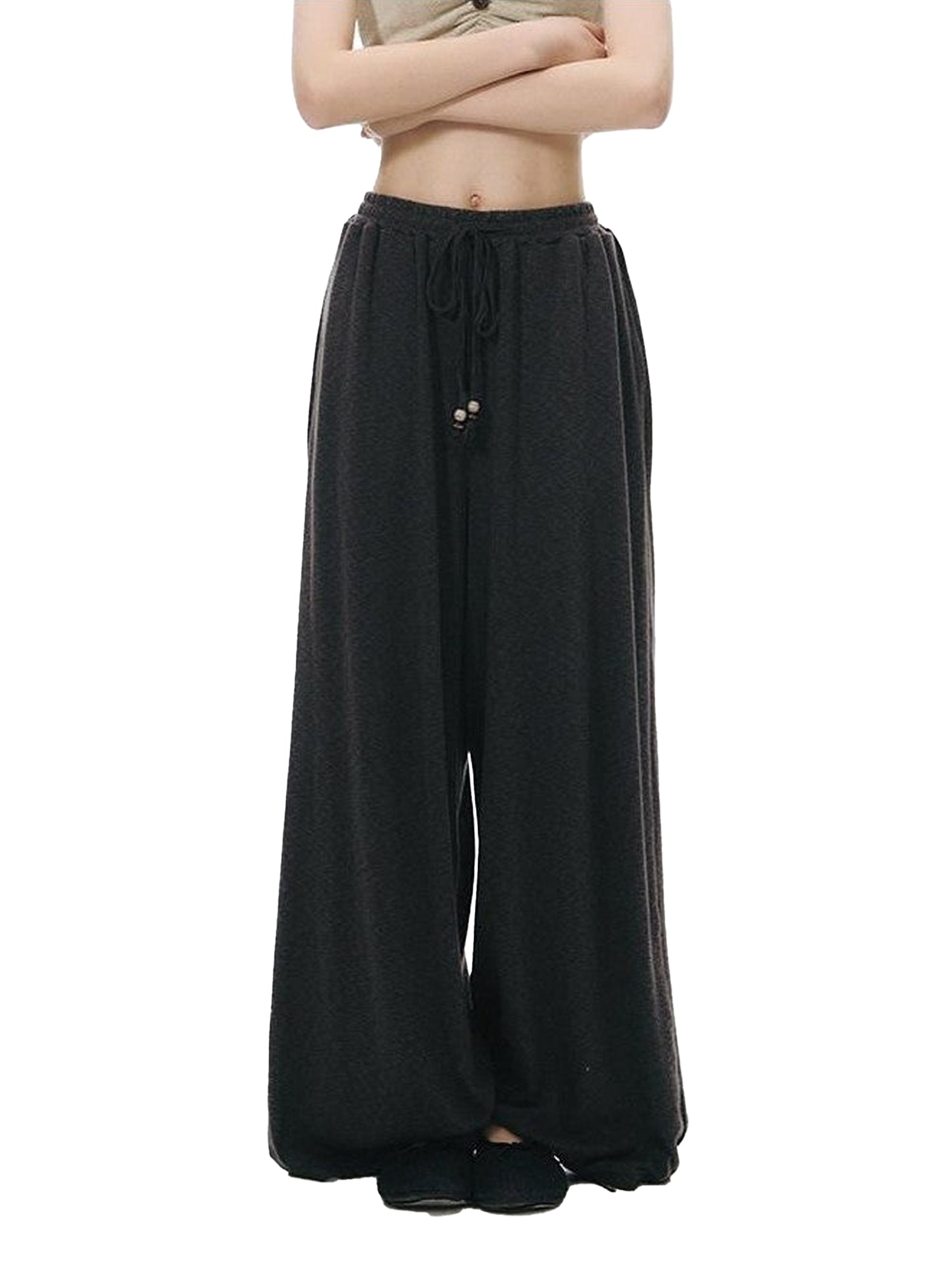 NAPSNAPS Gray Brown Relaxed Knit Drawstring Waist Women&