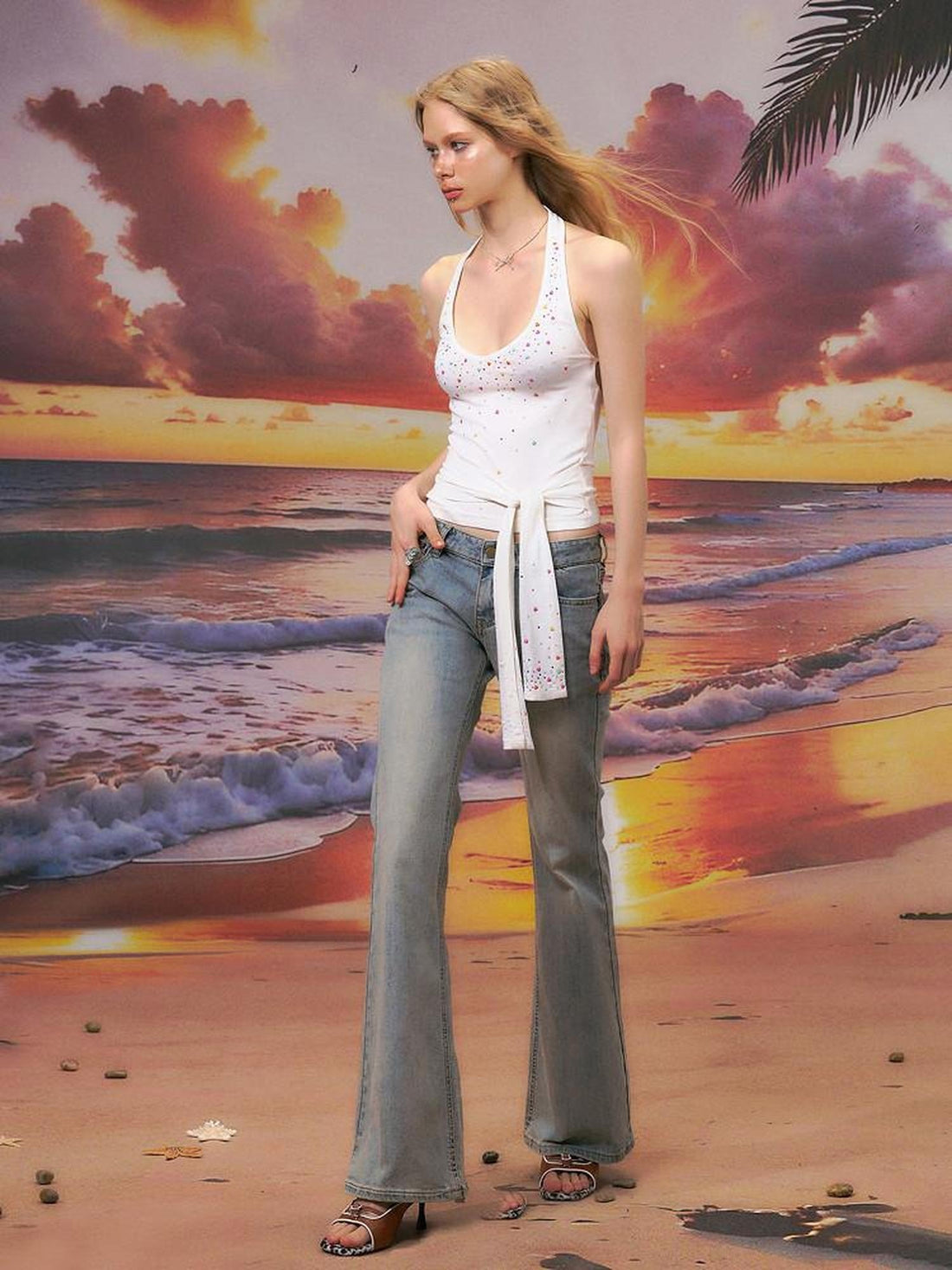 The NeverMore Durable Distressed Relaxed Low Rise Light Blue Denim Women Straight Leg Jeans