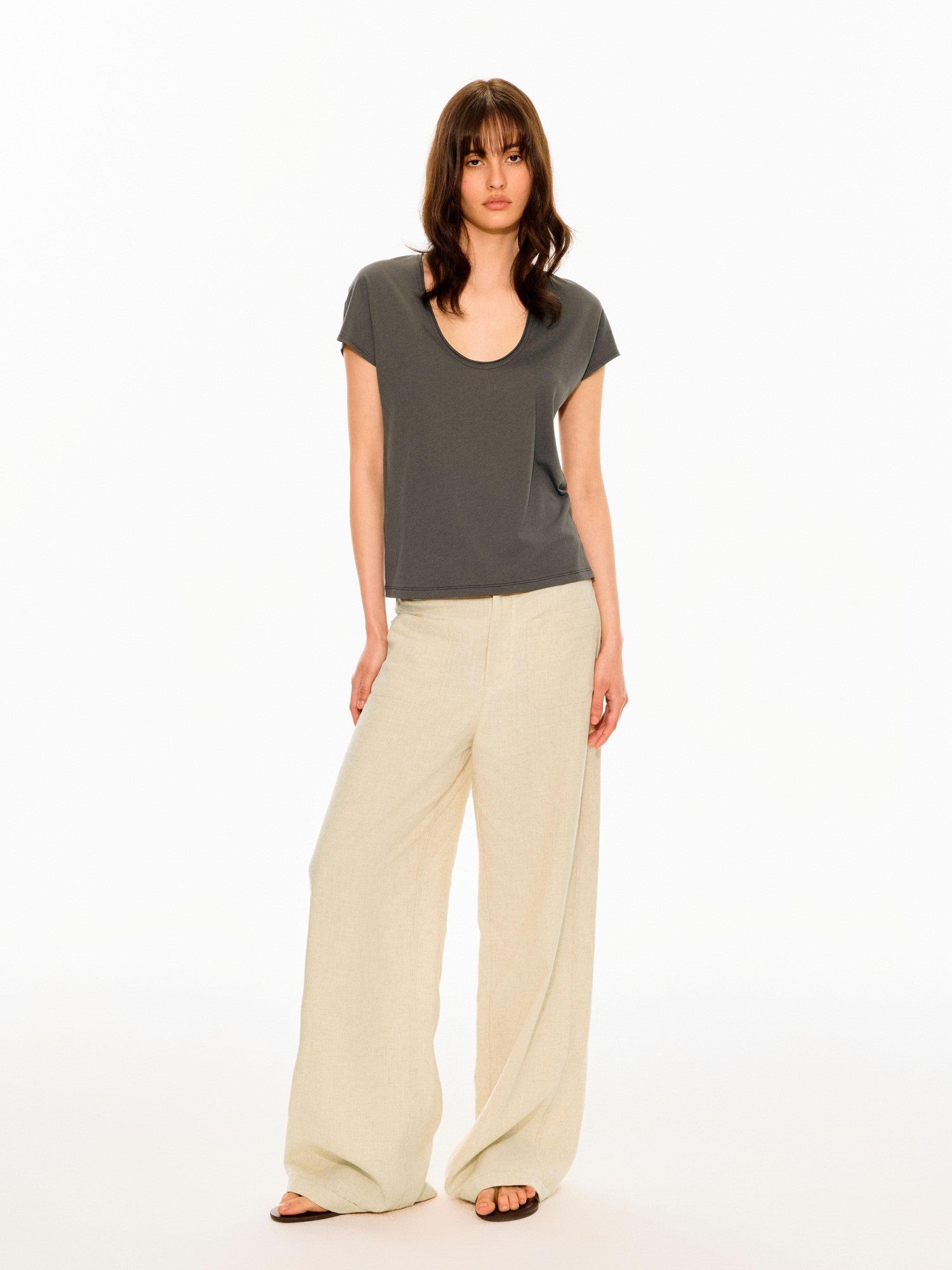 Northbutsouth Multicolor Rolled Hem U Neck Loose Women&