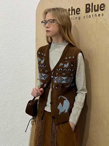 OuttheBlue Recycled Green Fiber Animal Print Commuter Style Women Cardigan Tank Tops