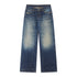 RUN TO THE FUTURE Washed Deep Navy Low Rise Loose Fit Casual Denim Wide Leg Straight Jeans