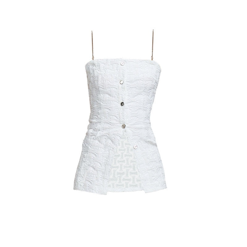 The_NeverMore_3D_Chain_Ruffle_Button_Original_Slim_Fit_Cotton_Blend_Solid_White_Camisoles_MISSTT