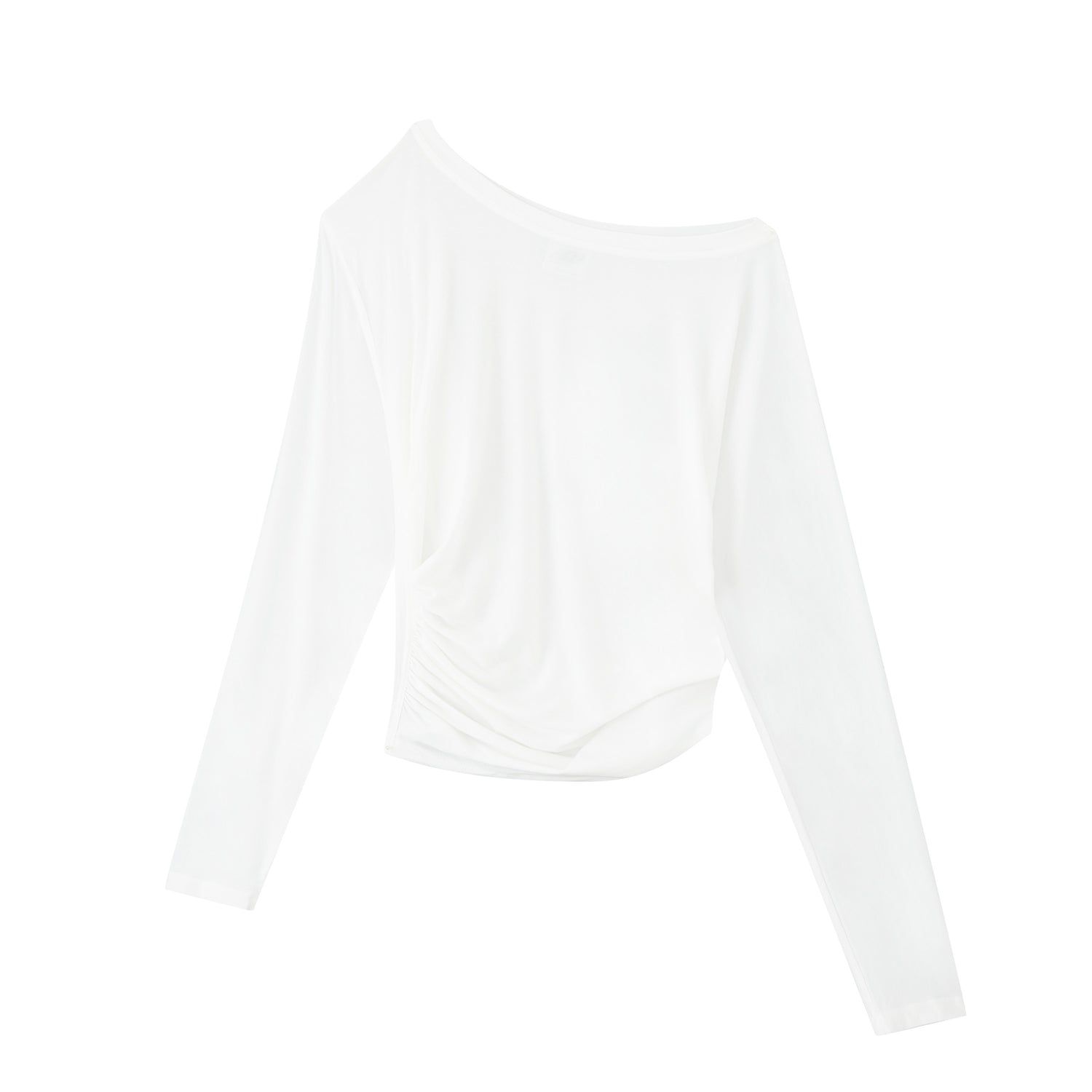 RUN_TO_THE_FUTURE_Moisture_Wicking_Lyocell_Slim_Asymmetric_Neck_Women_Solid_Long_Sleeve_T-Shirts_MISSTT