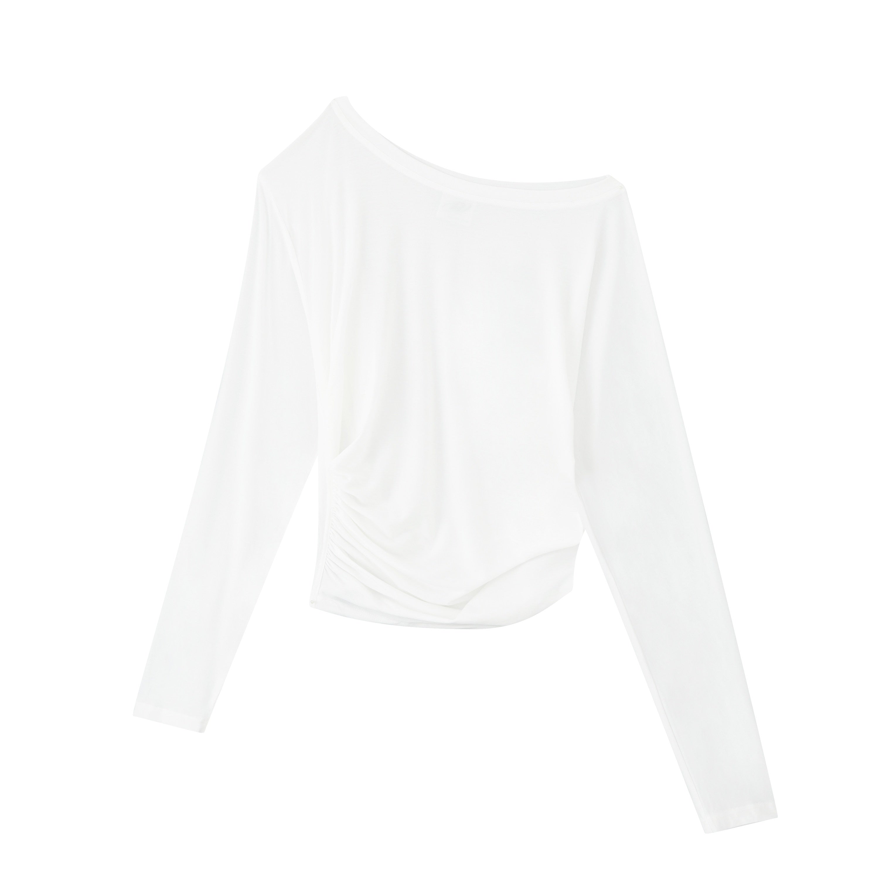 RUN_TO_THE_FUTURE_Moisture_Wicking_Lyocell_Slim_Asymmetric_Neck_Women_Solid_Long_Sleeve_T-Shirts_MISSTT