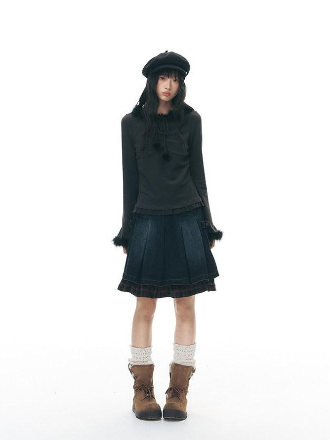 NAPSNAPS Deep Gray White Fuzzy Splice Women&