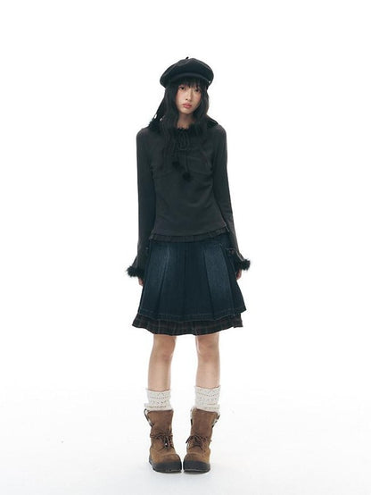 NAPSNAPS Deep Gray White Fuzzy Splice Women&
