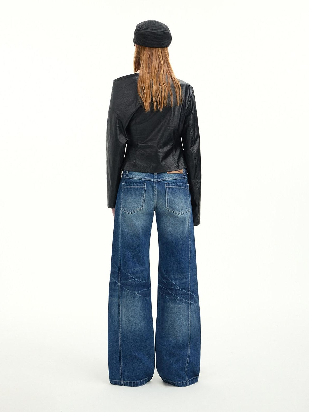 RUN TO THE FUTURE Vintage Blue Washed Mid Rise Cotton Zipper Women No Stretch Straight Jeans