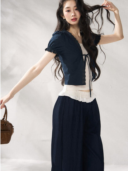 7Shiftin Floral Cami Two Piece Set Round Neck High Waist Women Casual Basic Crop Tops