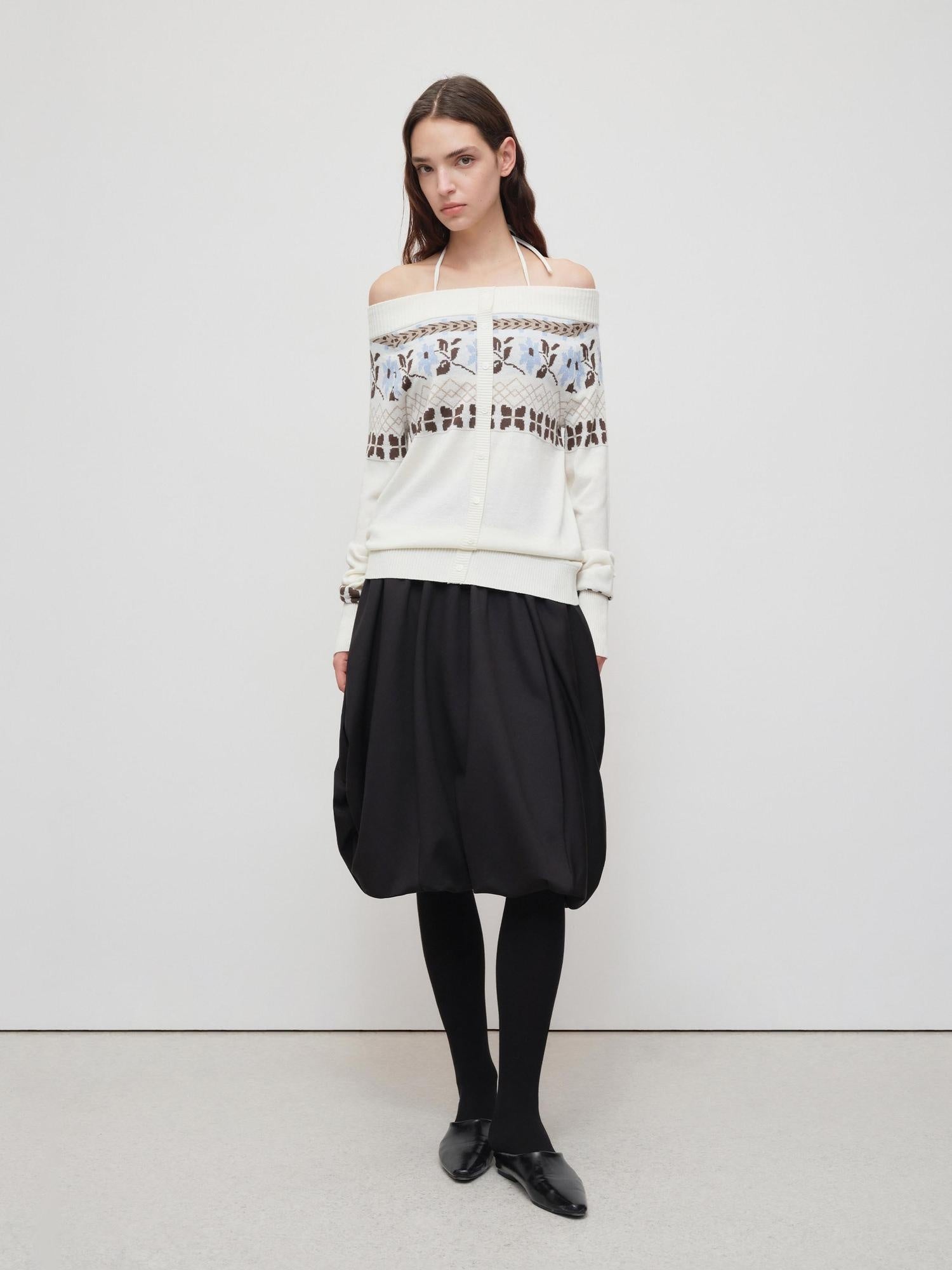 RUN TO THE FUTURE Soft Wool Blend Vintage Loose Pleated Women Knit Pullover Beige Black Sweaters