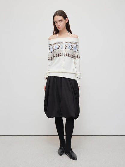 RUN TO THE FUTURE Soft Wool Blend Vintage Loose Pleated Women Knit Pullover Beige Black Sweaters