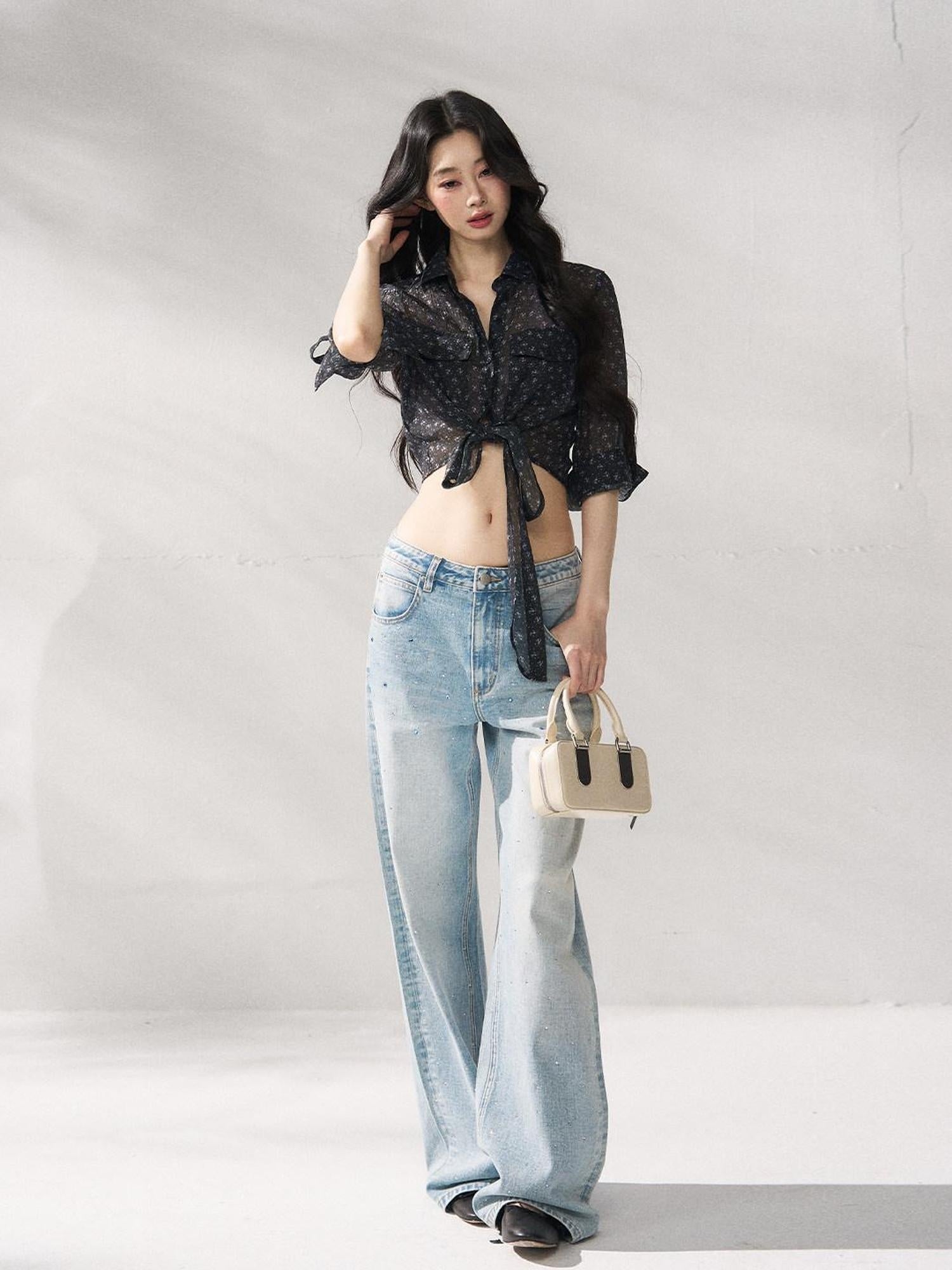7Shiftin Structured Cotton Natural Waist Zipper Fly Women Blue Denim Straight Leg Jeans