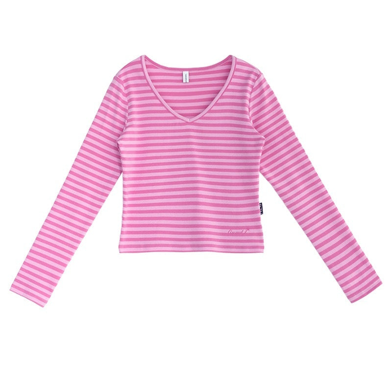 innomoood_Slim_Fit_Striped_Print_V-neck_Women&
