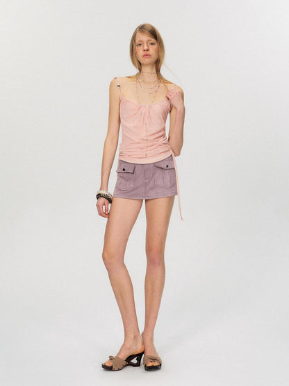 The NeverMore Soft Stretch Slim Fit Spaghetti Strap Short Cinnamon Pink Women Casual Camisoles
