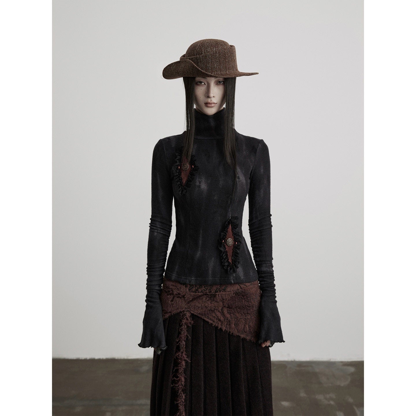 INDULGE_Breathable_Casual_Slim_High_Neck_Black_Pullover_Long_Sleeve_T-Shirts_MISSTT