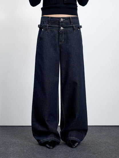 RUN TO THE FUTURE Washed Casual Loose Fit Natural Waist Womens Denim No Stretch Straight Jeans