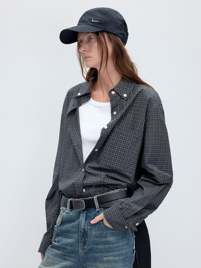 RUN TO THE FUTURE Soft 100% Cotton Breathable Original Loose Polo Collar Button Plaid Shirts
