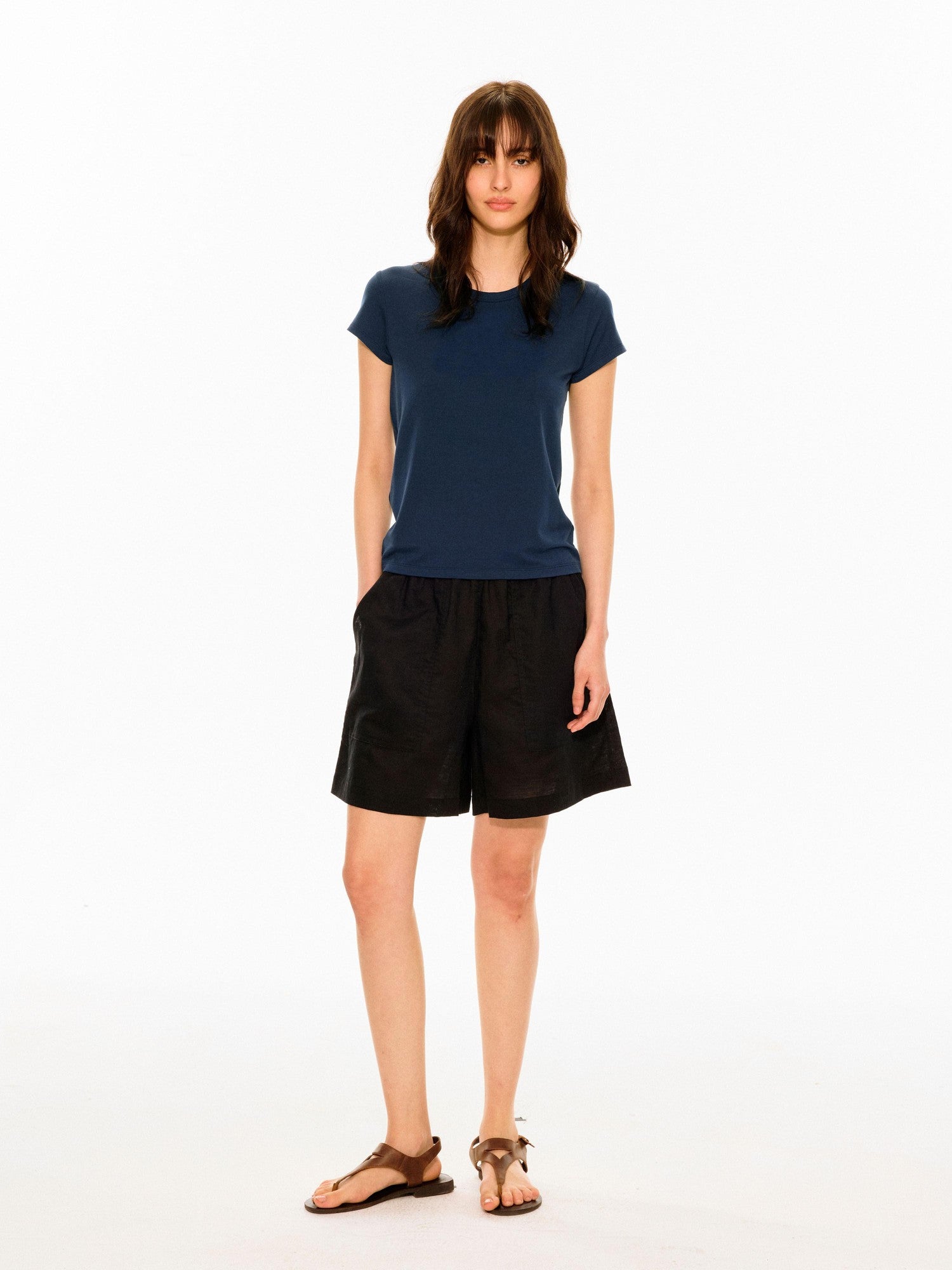 Northbutsouth Multicolor Round Neck Slim Crop Women&