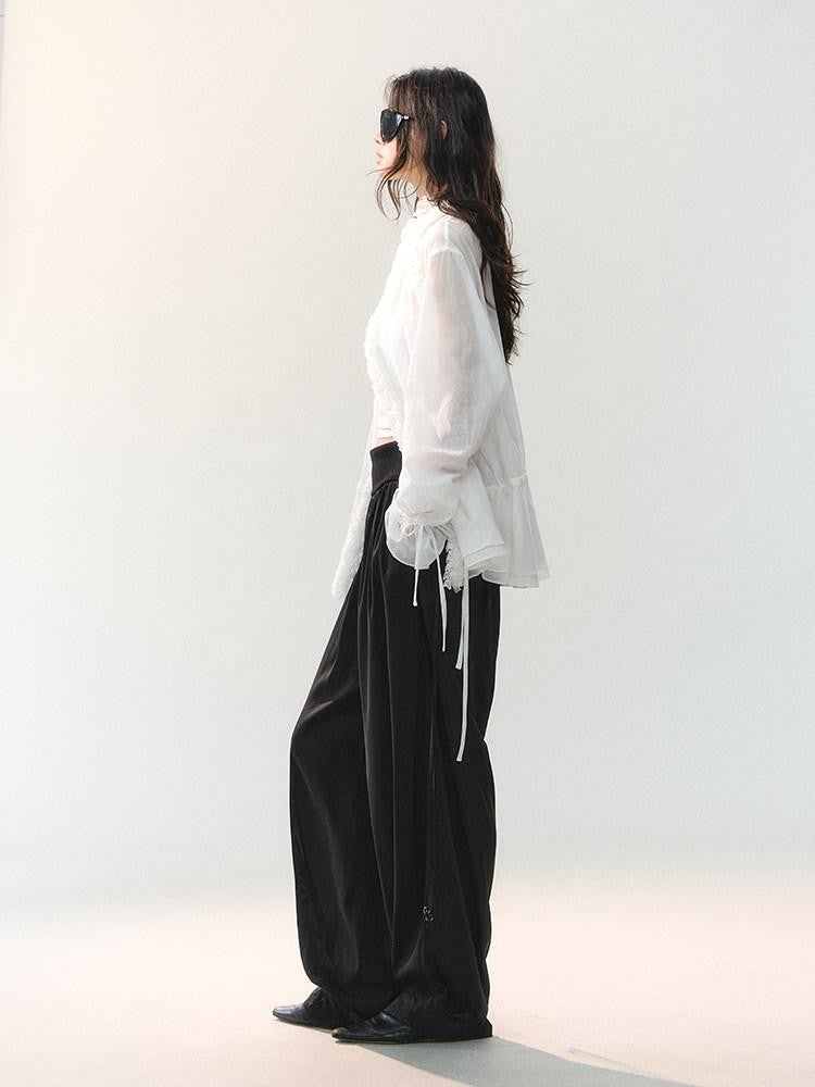 AnnoMundi Mist White Pleated Drawstring Lace Women&
