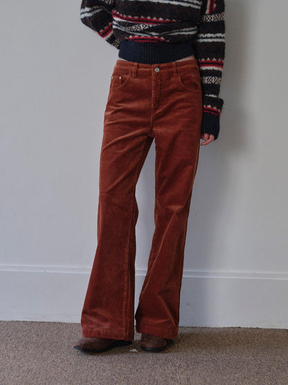 DKZ OFFICIAL Corduroy Orange Solid Pocket Button Women&