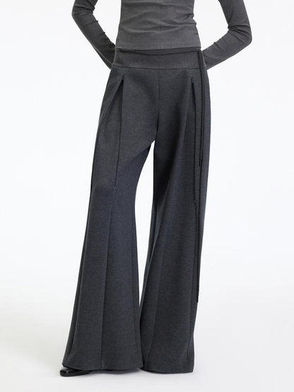 RUN TO THE FUTURE Antibacterial Mid Stretch Zip Casual Mid Rise Heather Gray Wide-Leg Pants