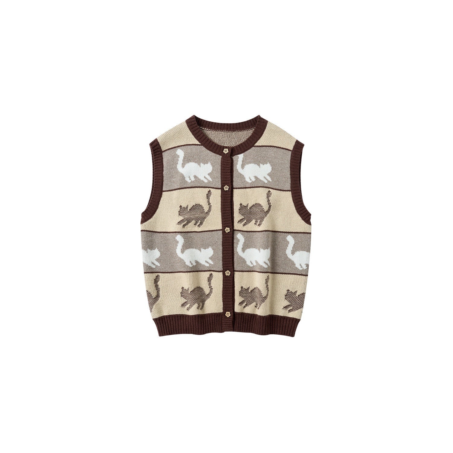 OuttheBlue_Soft_Wool_Blend_V-neck_Button_Front_Office_Regular_Fit_Khaki_Brown_Tank_Tops_MISSTT