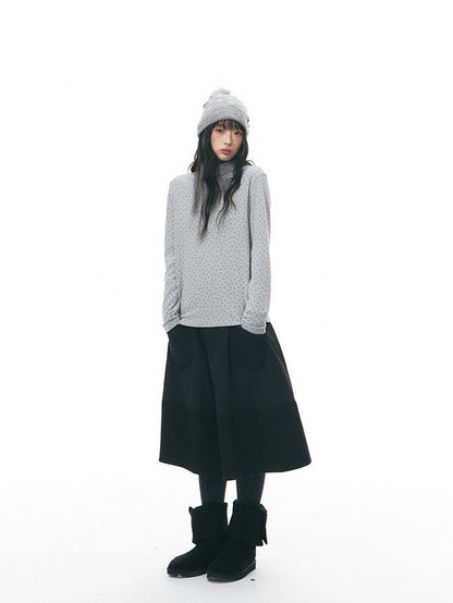 NAPSNAPS Star Print Brushed Fleece High Neck Women&